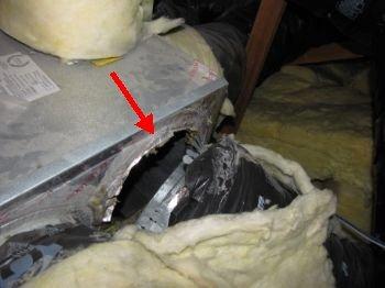 San Clemente home inspector Finds Duct defect